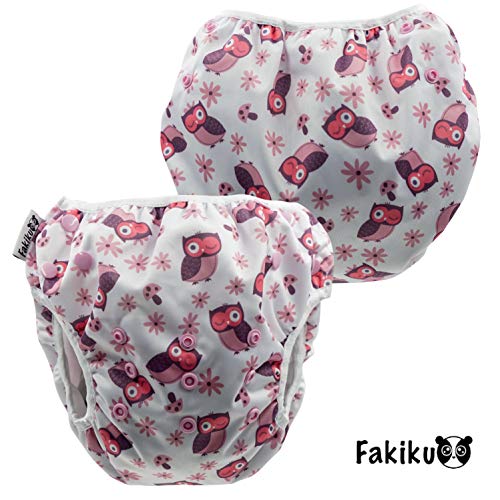 fakiku - Pañal de natación ajustable, lavable y reutilizable, para piscina y mar, 2 unidades Viola Rosa Talla única