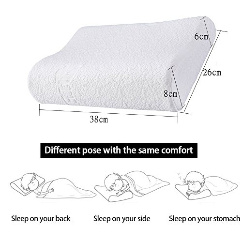 FMS 3-12 años Almohada para Niños 38 * 26 * 6/8 cm Almohada Ortopédica para Niñitos Espuma Viscoelástica Anti Ácaros Del Polvo Antialérgica (3-12 años)