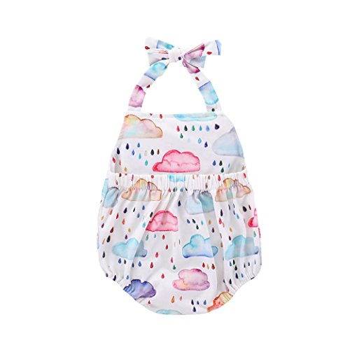 Fossen Fossen Bebe Ropa Peleles Verano Recién Nacidos Niñas Monos de Cuello Hálter (0-6 Meses, Multicolor)