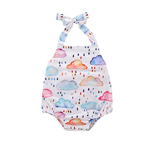 Fossen Fossen Bebe Ropa Peleles Verano Recién Nacidos Niñas Monos de Cuello Hálter (0-6 Meses, Multicolor)