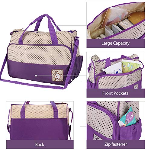 FREESOO Set 5 kits Bolsa de Mama para Bebe Biberon Cambiador de Pañales Bolsa Hospital Maternidad Bolso de Pañales Bebé para Viaje Carro Carrito Biberón Colchoneta Comida Multifunción Gran Capacidad