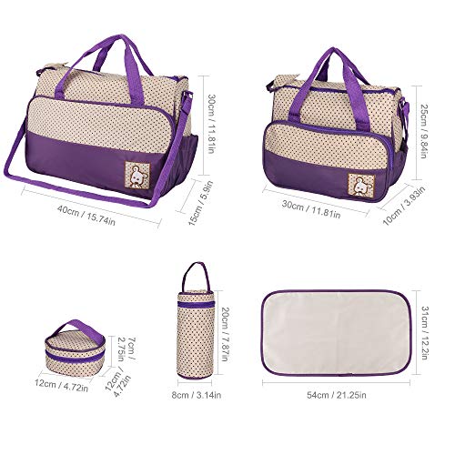 FREESOO Set 5 kits Bolsa de Mama para Bebe Biberon Cambiador de Pañales Bolsa Hospital Maternidad Bolso de Pañales Bebé para Viaje Carro Carrito Biberón Colchoneta Comida Multifunción Gran Capacidad