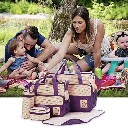 FREESOO Set 5 kits Bolsa de Mama para Bebe Biberon Cambiador de Pañales Bolsa Hospital Maternidad Bolso de Pañales Bebé para Viaje Carro Carrito Biberón Colchoneta Comida Multifunción Gran Capacidad