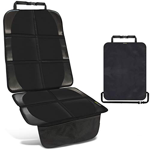 Funda para silla infantil de coche negra - 1 protector de respaldo - funda de asiento de coche universal - compatible con Isofix - antideslizante, fácil de limpiar, segura - de SMARTPEAS®