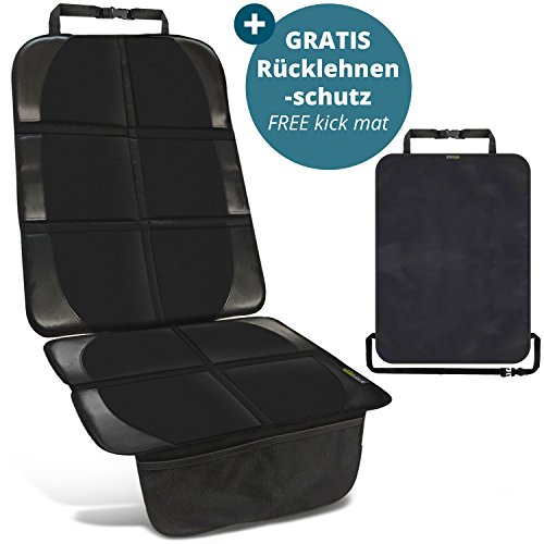 Funda para silla infantil de coche negra - 1 protector de respaldo - funda de asiento de coche universal - compatible con Isofix - antideslizante, fácil de limpiar, segura - de SMARTPEAS®