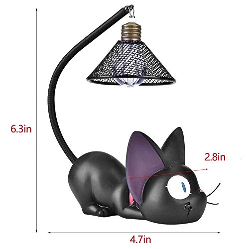 Gato Negro Noche Luces Decoración Lámpara de Noche, Luz de Noche de Gato Negro para Niños, Lámpara Led de Resina de Dibujos Animados, para Niños Decoración para Dormitorio, Mesita de Noche