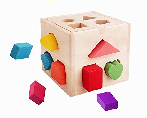 Gearmax Cubo de Madera con Formas para Bebés Niños Juguete Educativo