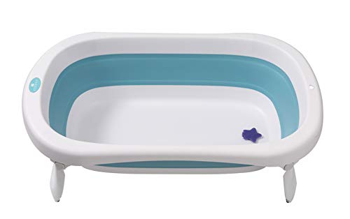 Glenmore Banera de Bebe Plegable con Patas para Ducha Ninos Nina Portatil Grande Infantil Azul