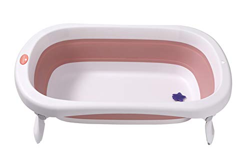 Glenmore Banera de Bebe Plegable con Patas para Ducha Ninos Nina Portatil Grande Infantil Rosado