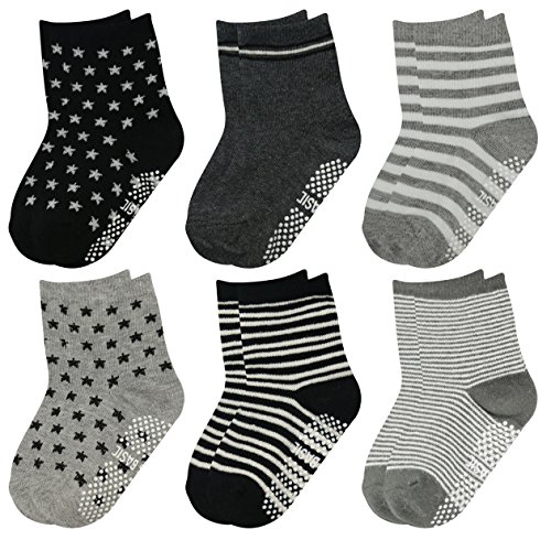 GOPOWD 6 pares de Calcetines Antideslizantes para Bebé Oscuro Color Aleatorio para 1-36 Meses Niños