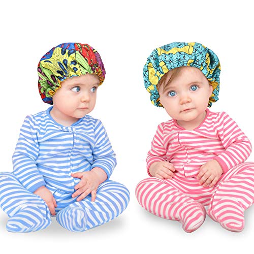 Gorro de dormir ajustable de satén para niños, 3 piezas, reversible, con diseño de flores, para adolescentes, niños y bebés