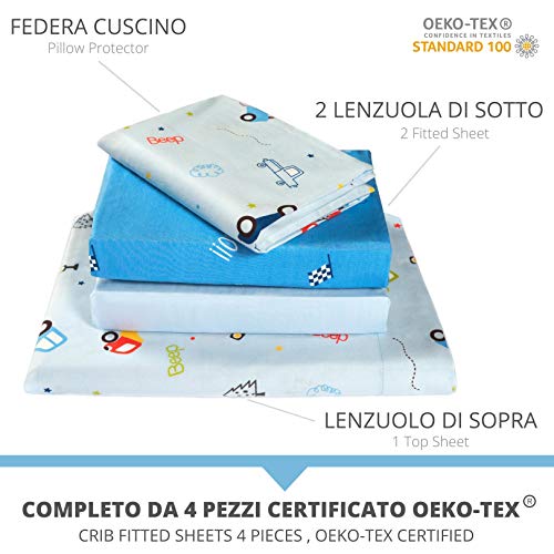 GOYSILA Juego de Sabanas Chicco Next To Me 4Piezas 100% Algodon Certificado Oeko-Tex Colchón 50x83cm 2 Sabana Bajera 1 Sabana Encimera 1 Funda de Almohada.Compatible Cuna Next2Me Lullago Kinderkraft