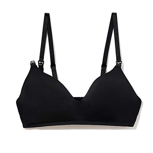 Gratlin - Sujetador de Lactancia sin Aros Copas de Liso con Relleno para Mujer Negro ES:95A (EU 80A)