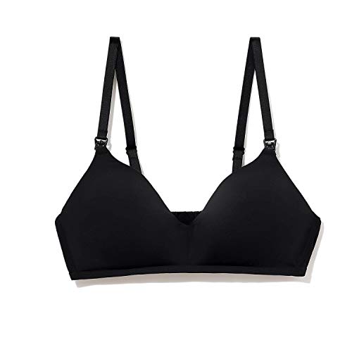 Gratlin - Sujetador de Lactancia sin Aros Copas de Liso con Relleno para Mujer Negro ES:95A (EU 80A)