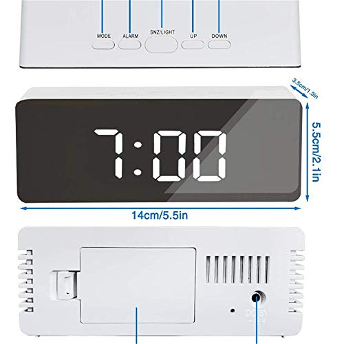 GYYJW Despertador Digital, Multifunción, Despertador Pequeño, Despertador Espejo, Despertador Electrónico, Reloj Digital Led, Carga USB