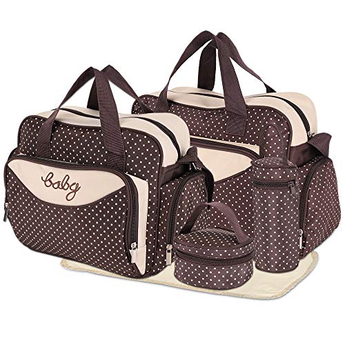 HALOViE Set 5 kits Bolsa de Mama para Bebe Biberon Cambiador de Pañales Bolsa Hospital Maternidad Bolso Bebé para Viaje Carro Carrito Biberón Colchoneta Comida Pañal con Gran Capacidad Viaje