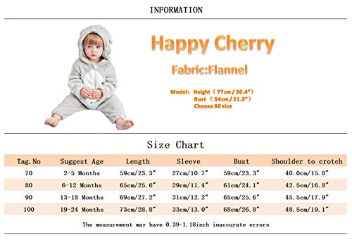 Happy Cherry - Niños Mono Disfraces Invierno Franela Bebés Niñas Traje de Mameluco Ropa Pelele Pijama Animales con Capucha Otoño - Ratón - 6-12 Meses