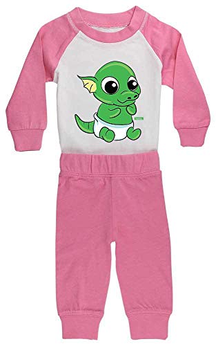 Hariz - Pijama para bebé, diseño de dragón, incluye tarjeta de regalo, color rosa y fucsia