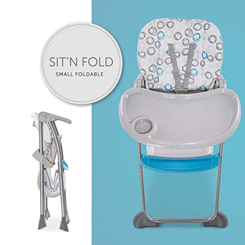 Hauck Sit’n Fold - Trona alta para bebes de 6 meses, respaldo reclinable y gran cesta de almacenaje, mesa de comer desmontable y regulable en altura, plegado fácil y rápido