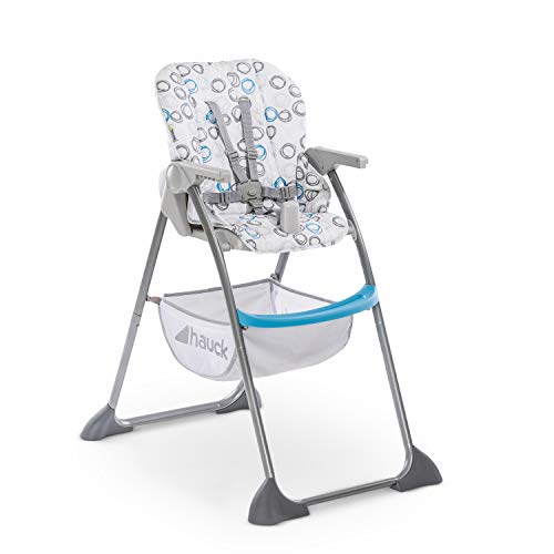 Hauck Sit’n Fold - Trona alta para bebes de 6 meses, respaldo reclinable y gran cesta de almacenaje, mesa de comer desmontable y regulable en altura, plegado fácil y rápido