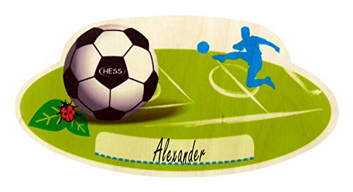 Hess 15441 – Placa de madera, Fútbol, aprox. 20 x 10 cm), multicolor