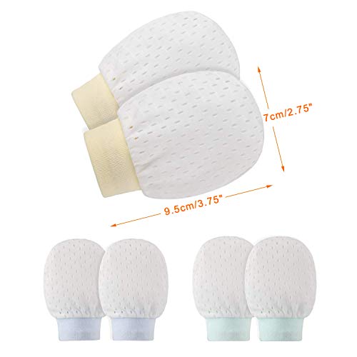 Hifot Guantes de algodón para bebés recién nacidos Sin mitones de Scratch 3 pares, Infant Toddler Boys Girls mitones antiarañazos suaves para el cuidado del bebé