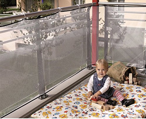 Hillento carril de seguridad para niños balcón escaleras red barandilla seguridad de la escalera para niños/balcón o patios, protector de escaleras, 9.8 x 2.5 pies, blanco