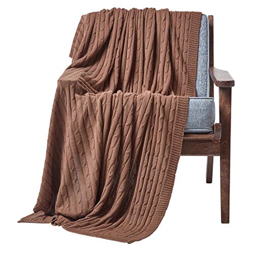 Homescapes Manta Cama Tradicional de Color Chocolate en 100% Algodon de 130 x 170 cm