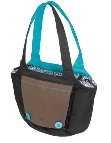 Hoppop 32130063 Boosti'Bag - Bolsa para pañales con cambiador y asiento para bebé, diseño estampado (2 en 1), color marrón y azul