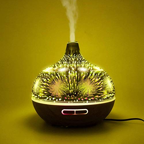 Humidificador Aceites Esenciales Humidificador Aromaterapia Humidificador De Vidrio De Fuegos Artificiales 3D Con 7 Colores Led De Luz Nocturna Aroma Aceite Esencial Difusor Silencioso Humidificador