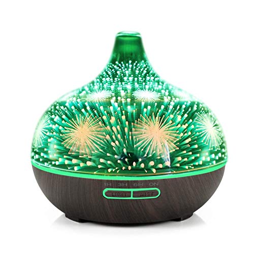 Humidificador Aceites Esenciales Humidificador Aromaterapia Humidificador De Vidrio De Fuegos Artificiales 3D Con 7 Colores Led De Luz Nocturna Aroma Aceite Esencial Difusor Silencioso Humidificador