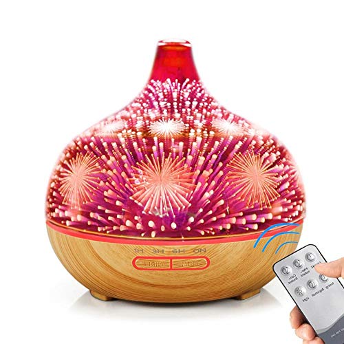 Humificador De Aromas Humidificador Aceites Esenciales Humidificador De Vidrio De Fuegos Artificiales 3D Con 7 Colores Led De Luz Nocturna Aroma Aceite Esencial Difusor Silencioso Humidificador Ultra