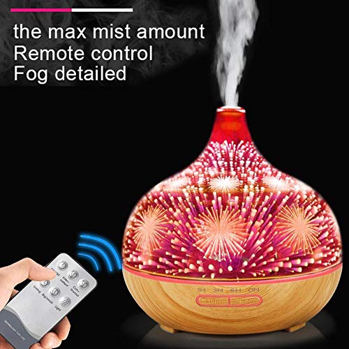 Humificador De Aromas Humidificador Aceites Esenciales Humidificador De Vidrio De Fuegos Artificiales 3D Con 7 Colores Led De Luz Nocturna Aroma Aceite Esencial Difusor Silencioso Humidificador Ultra