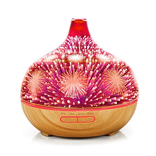 Humificador De Aromas Humidificador Aceites Esenciales Humidificador De Vidrio De Fuegos Artificiales 3D Con 7 Colores Led De Luz Nocturna Aroma Aceite Esencial Difusor Silencioso Humidificador Ultra