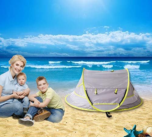 HUSAN - Mosquitera de playa para bebé, automático, transpirable, portátil, portátil, protección UPF 50+, cama de playa para tienda de campaña