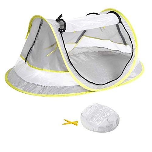 HUSAN - Mosquitera de playa para bebé, automático, transpirable, portátil, portátil, protección UPF 50+, cama de playa para tienda de campaña