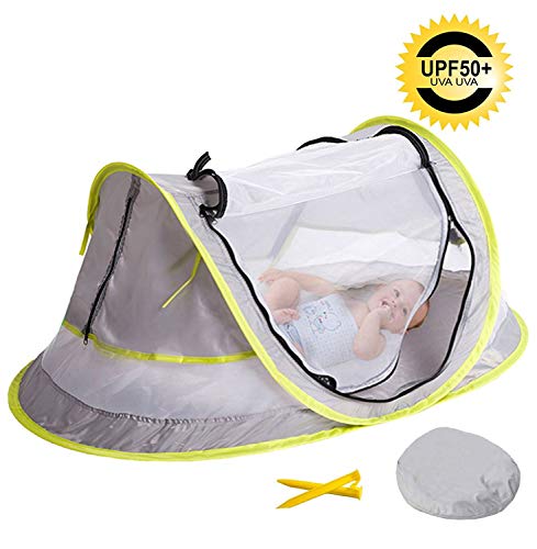 HUSAN - Mosquitera de playa para bebé, automático, transpirable, portátil, portátil, protección UPF 50+, cama de playa para tienda de campaña