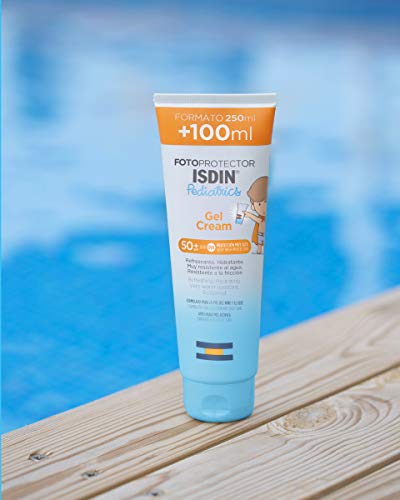 ISDIN Pediatrics Gel Cream SPF 50+ - Protector solar corporal para niños, 250 ml + Fusion Water Pediatrics SPF 50 - Protector solar facial para niños, Apto para piel atópica, 50 ml