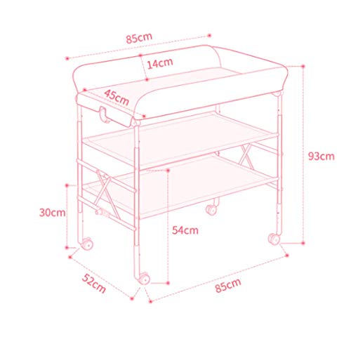 JALAL Mesa de Repuesto Cuna Mesa de Cuidado Cilindro de baño multifunción Tocador de Masaje Plegable con Ruedas