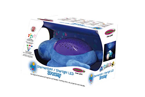 Jamara 460431 - Luz de estrellas con forma de tortuga (proyección de cielo estrellado, estrellas y lunas, luz de encendido y apagado, apagado automático), color azul , color/modelo surtido