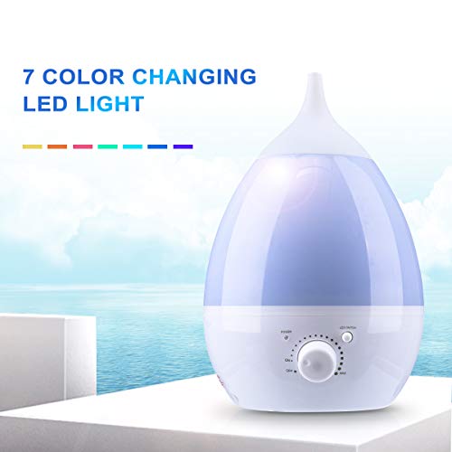 Janolia Humidificador Ultrasónico, 1.3 L Difusor de Aromaterapia, Humidificador de Niebra Fría con Bandejila de Aceite Esencial, Luz Nocturna de 7 Colores para Dormitorio, Oficina y Yoga