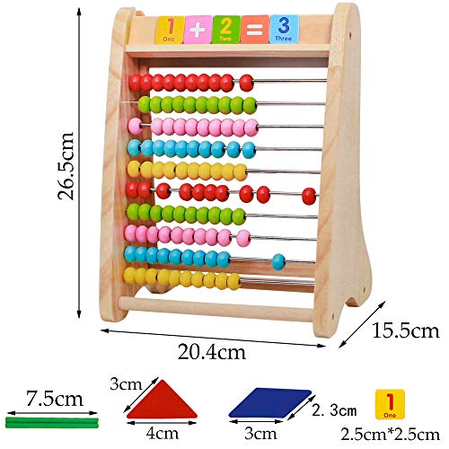  jerryvon Ábaco Madera Infantil Montessori Vertical Puzzle Madera Magnético Doble Care Juguetes Multifuncional Educativo con Barras de Inteligencia Matemática para niños 3+