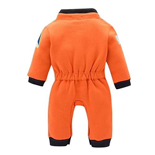 Juego De Roles Bebé NiñO NiñA Mono De Manga Larga Traje Espacial Astronauta Ropa Gruesa Abrigada Pijama Suave CóModo Traje De Juego Traje De Rendimiento Nuevo Fiesta De Regalo(Naranja,6-12 meses/90)