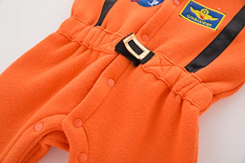 Juego De Roles Bebé NiñO NiñA Mono De Manga Larga Traje Espacial Astronauta Ropa Gruesa Abrigada Pijama Suave CóModo Traje De Juego Traje De Rendimiento Nuevo Fiesta De Regalo(Naranja,6-12 meses/90)