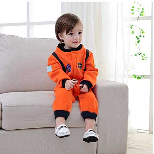 Juego De Roles Bebé NiñO NiñA Mono De Manga Larga Traje Espacial Astronauta Ropa Gruesa Abrigada Pijama Suave CóModo Traje De Juego Traje De Rendimiento Nuevo Fiesta De Regalo(Naranja,6-12 meses/90)