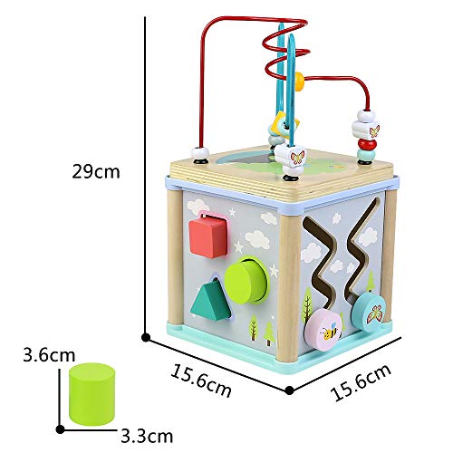 Juguetes Montessori Bebes Educativos de Madera Laberinto Cubo de Actividades 5 EN 1 Laberinto Regalo para Bebés Niños 3 4 5+ Años