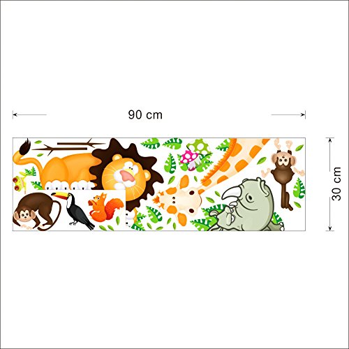 Jungle Bosque animales mono, ardilla y búho Balancín parte en hojas multicolor algodón pared adhesivo decorativo para pared CD001