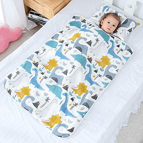 JYCRA - Saco de Dormir para bebé, diseño de Dibujos Animados, Manta Unisex con Almohada extraíble para guardería Preescolar, Tropical Dinosaur, 90 x 120 cm