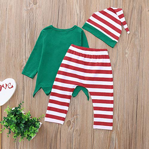 K-youth Ropa de Bebe Niño Navidad Pijamas Niño Navidad Invierno Ropa para Bebe Niña Recien Nacido Bebe Disfraz Navidad Conjunto Niña Pantalon y Top Fiesta con Gorros Oferta Vestir(Verde, 12-18 Meses)