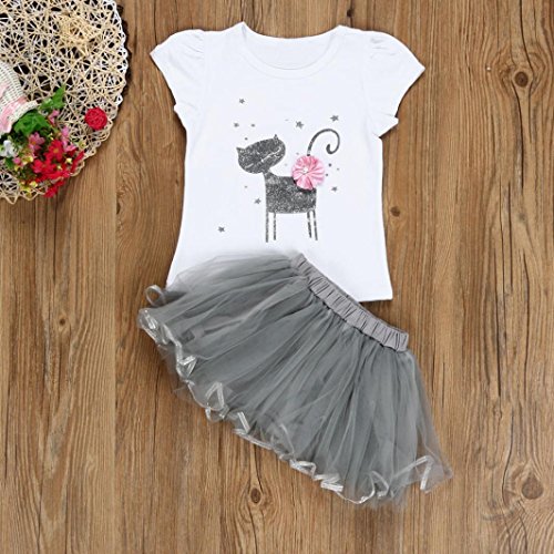 K-youth Vestido de niña, Vestido para Bebés Ropa Impresa de Camisa y del Vestido del Gato Muchacha Encantadora Ropa de Bebe niña Verano 2018 (Blanco, 1-2 años)